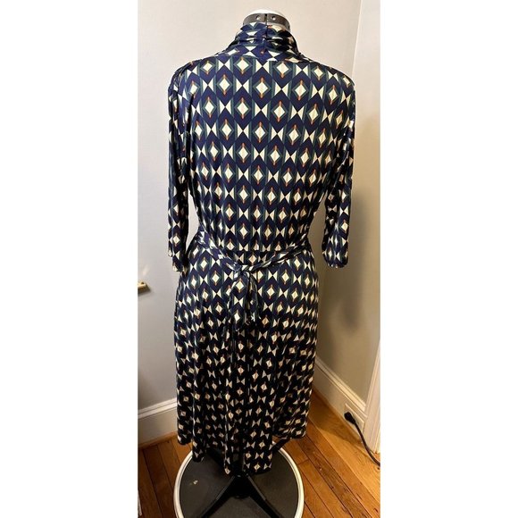 Audrey Whitmore Greenwhich Elbow Sleeve Wrap Dress geometric Print size 2x EUC - Picture 7 of 16